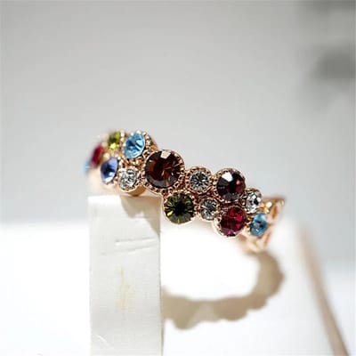 Luxe Dames Blauw Rood Regenboog Zirkonia Steen Vingerring Vintage Rose Goud Kleur Trouwring Bruidssieraden Voor Vrouwen 9 white