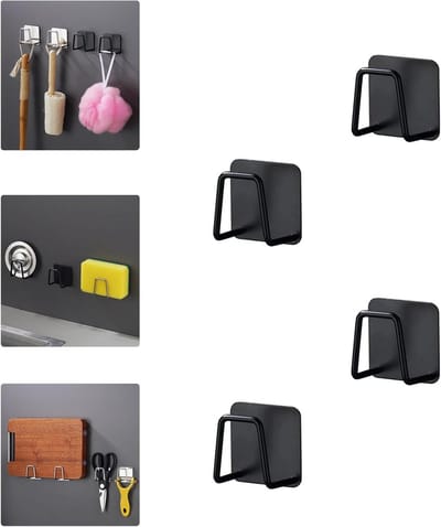 Keuken Sponshouders - Gootsteen Organizer - Ruimte Besparen - Zonder Boren - 4 Stuks - Zwart