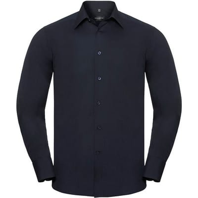 Russell Collection Heren Polycotton Easy-Care Formeel Overhemd met Lange Mouwen (Franse marine)