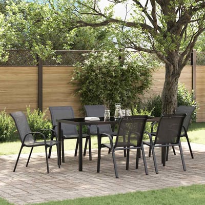 vidaXL - Tuinstoelen - stapelbaar - 6 - st - textileen - stof - zwart