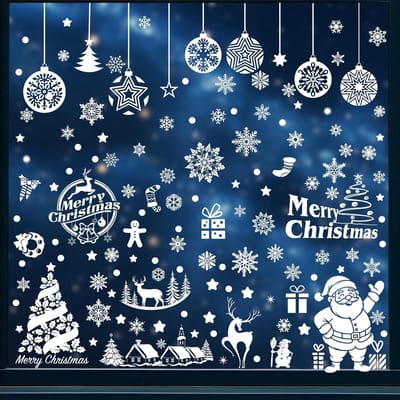 133 stuks kerstraam zuigfolie kerstsneeuwvlok decoratie kerstman boom sok cadeaudoos rendier raamstickers glas voor thuisfeest