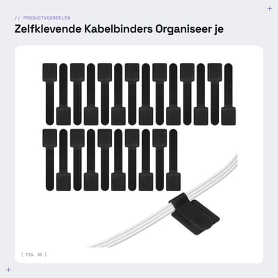 Dailygoods - Zelfklevende Kabelbinders - Organiseer je kabels - Zwart - Kabelbeheer - Ideaal voor TV PC Laptop - 24 Stuks
