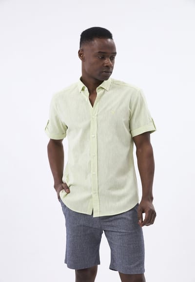 Felix Hardy Linnen Katoen Blend Shirt - Overhemd Heren Lichtgroen - M