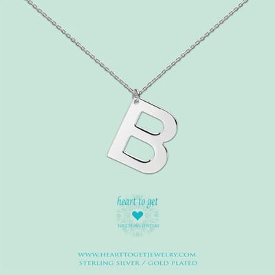 Heart to Get - Grote Letter B - XXL letter 2 cm - Ketting - Sterling Zilver