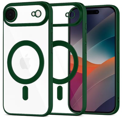 Backcover hoesje Geschikt voor: iPhone 17 Air met geïntegreerde Camera lens bescherming [magnetische hoes] compatibel met MagSafe Dames Heren - Groen