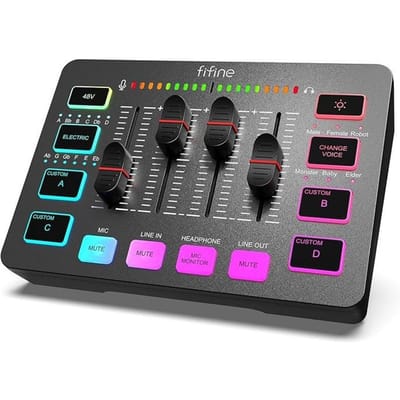 Gaming Audio Mixer PC, Mengpaneel met Geluidskaart Microfoon XLR, Audio Mixer Controller voor Streaming Podcast Opname,
