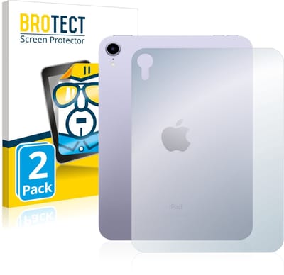 BROTECT - Screenprotector voor Apple iPad Mini 6 WiFi 2021 (Achterkant, 6 Gen.) - Folie Beschermfolie transparant 2 Stuks