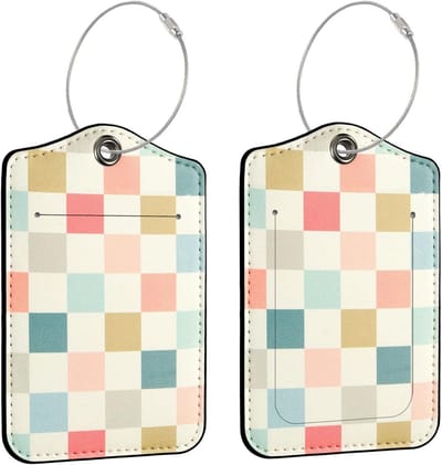 Set van 2 PU Leren Bagagelabels voor Koffers, Waterdichte Reislabels met Privacyflap en Metalen Lanyard, Ideaal voor Cruise, Handbagage en Gepersonaliseerde Identificatie