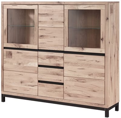 MASSIVMOEBEL24.DE wilde eik highboard beige massief hout 166x40x148 cm (BxTxH) geolied gemonteerd VILLANDERS volledig massief #207
