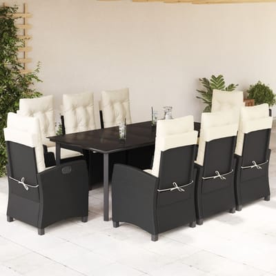 vidaXL - 9-delige - Tuinset - poly - rattan - zwart