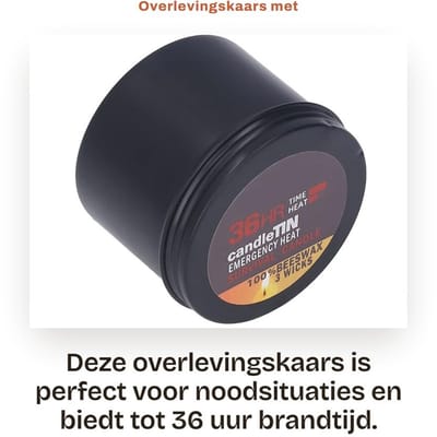 Dailygoods- Overlevingskaars 36 Uur Brandduur - Noodkaarsen - Draagbaar - 3 Wieken - Lang Brandend - Voor Noodoverleving - Noodkaars