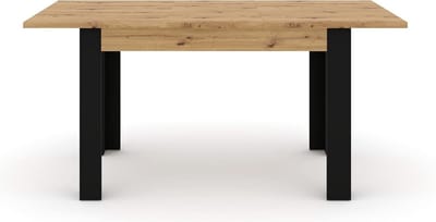Uitschuifbare Eettafel 120/160 cm - Moderne Woonkamertafel met Eikenlook en Zwart Onderstel