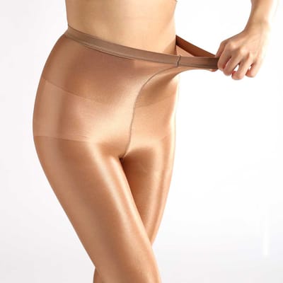 7 Dames Sexy Olie Glanzend Effen Glitter Panty Plus Size Sparkle Panty Glanzende Danskousen Dans One Size beige