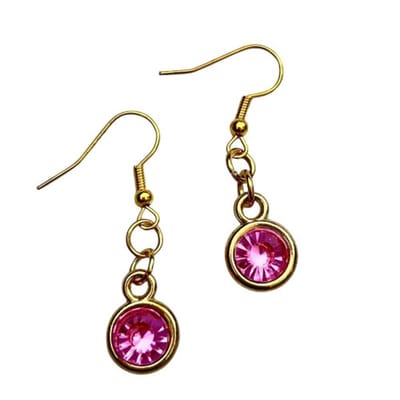 2 Love it Bling - Oorbellen - Lengte 4 cm - Stainless steel - Roze - Goudkleurig