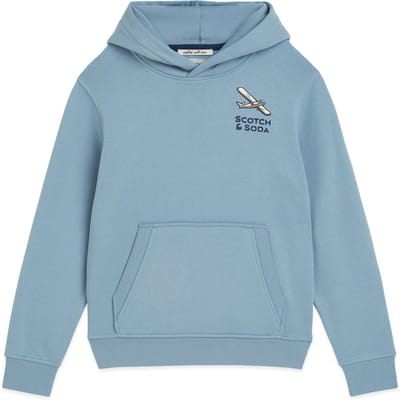 Scotch & Soda Boys Graphic Fleece Hoodie Faded Denim Taglia: L | Abbigliamento Sportivo Outlet | kids | Blu