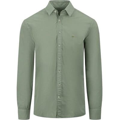 Fynch-Hatton Overhemd Garment Dyed Poplin Uni Color Button Down Light Khaki / male