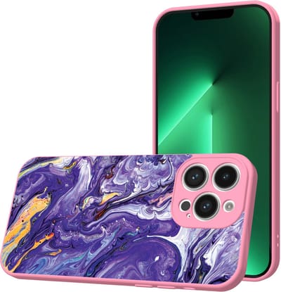 Smartphonica Telefoonhoesje Geschikt voor iPhone 13 Pro met Paars Goud Marmer opdruk - TPU Back Cover Case Purple Gold Marble Design - Roze geschikt voor iPhone 13 Pro