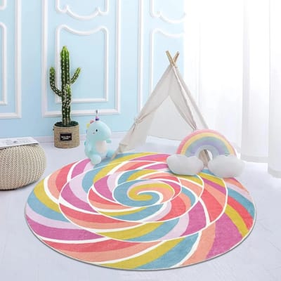 Regenboog Rond Tapijt Woonkamer Slaapkamer Tapijten Lolly Nachtkastje Voetmat Pluizig Zacht Kleed Huisdecoratie Tapijten Alfombras 120x120cm