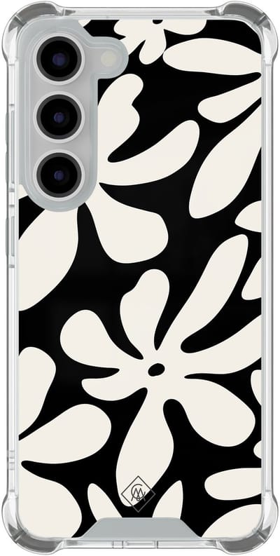 Casimoda® hoesje - Geschikt voor Samsung Galaxy S23 - Noir Bloom - Shockproof case - Extra sterk - TPU/polycarbonaat - Zwart, Transparant
