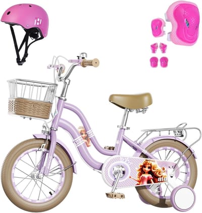 Meisjesfiets - Kinderfiets - Veilig leren fietsen - Meegroeiend design - 16 inch - Paars