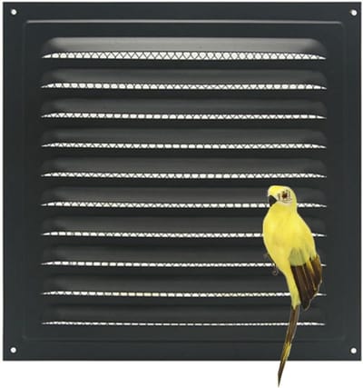 Ventilatie rooster - Rooster met insectenwering - Luchtcirculatie verbeteren - Gegalvaniseerd ijzer - 20 x 20 cm - Zwart