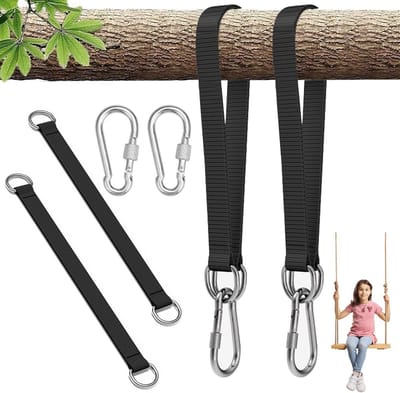 Schommelbevestiging Set - Hangmat Ophanging - Veilig Ophangen - Hoge Draagkracht - 2 Stuks 400 Kg - Zwart