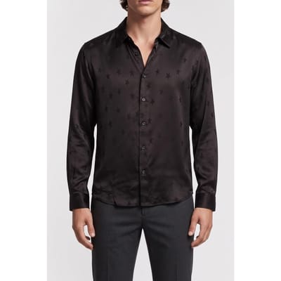 The Kooples Star Jacquard Long Sleeve Shirt Black Maat: S | Zakelijke Overhemden Outlet | Heren | Zwart