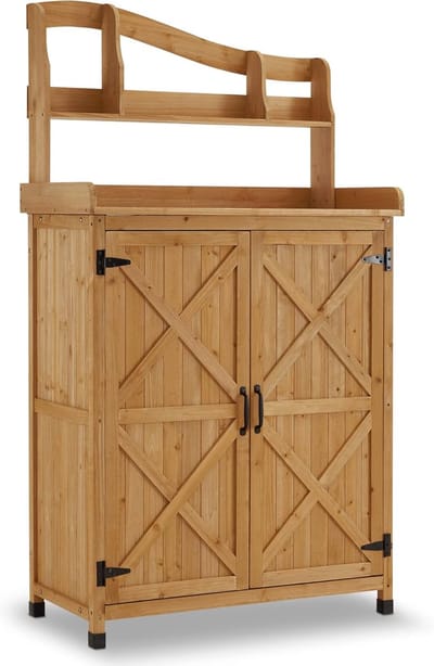 Houten Plantentafel - Tuin Werktafel - Planten Verzorgen - Weerbestendig Gelakt - 91 x 44 cm - Natuurlijk