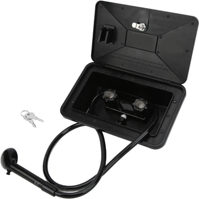 Kit de boîte de douche extérieure en ABS noir avec 2 clés Accessoires RV pour camping-car caravane