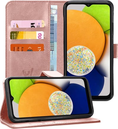 Hoesje geschikt voor Samsung A03 - Book Case Kunstleer Wallet Cover Portemonnee Pasjeshouder Hoes Roségoud