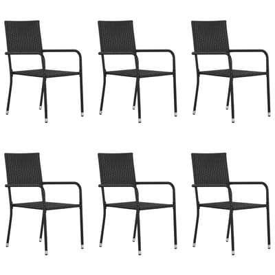 vidaXL Tuinstoelen 6 st stapelbaar poly rattan zwart