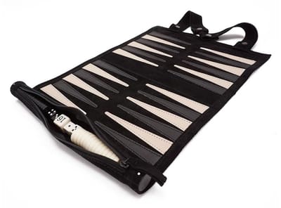 CLVP® Backgammon Koffer – Luxe Backgammon Set – Lederen Bordspel – Reisspel Set - Draagbaar – Zwart