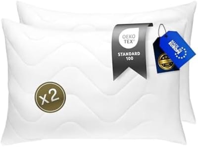 PromoHome Luxe Allergievriendelijk Hoofdkussen 60x70 cm 2-delig - Ergonomisch met Volumineuze Vulling 720g - Wasbaar tot 95°C - Ademende Microvezel Hoes Geschikt voor Allergiepatiënten
