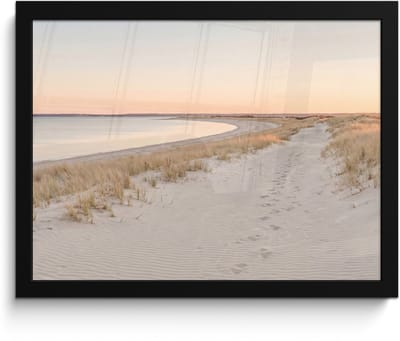 Poster in lijst - Fotolijst 40x30 cm - Posters - Kustlijn - Horizon - Hek - Posterlijst zwart - Decoratie - Wanddecoratie woonkamer - Muurdecoratie slaapkamer
