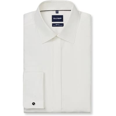 OLYMP Level 5 body fit overhemd - twill - lichtbeige - Strijkvriendelijk - Boordmaat: 37