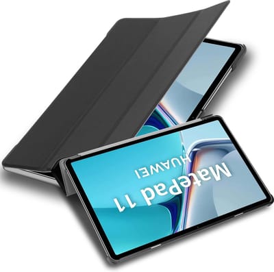 Cadorabo Tablet Hoesje geschikt voor Huawei MatePad 11 (10.95 Zoll) in SATIJN ZWART - Ultra dun beschermend geval met automatische Wake Up en Stand functie Book Case Cover Etui