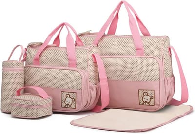 Multifunctionele 5-delige Baby Luiertas Set met Aankleedkussen en Flessenhouder