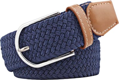 Fako Fashion - Elastische Gevlochten Riem - Damesriem - Herenriem - Canvas - Elastisch - Gevlochten - 105cm - 33mm - Donkerblauw