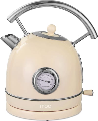 MOA Waterkoker Retro - 1,8 Liter - Elektrische Waterkoker - Anti Calcium Filter - BPA-vrij - RVS - 2200W - Crème