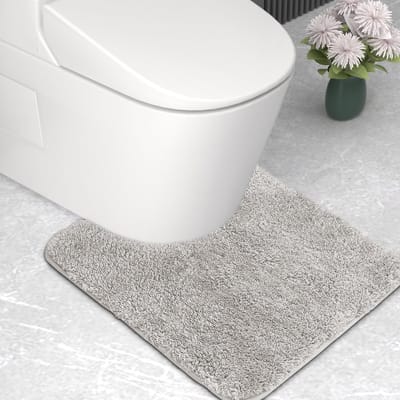 Badmat, toiletmat, 2 cm superdik badmat, super absorberend badkamertapijt, 50 x 50 cm, U-vorm, lichtgrijs