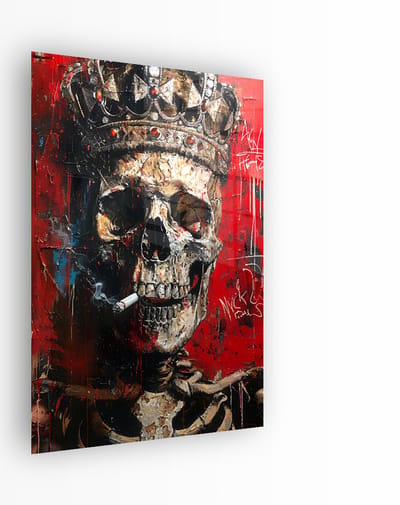 Indoorart - Glasschilderij Skull King 40x60 CM - Afbeelding op plexiglas - Inclusief montagemateriaal