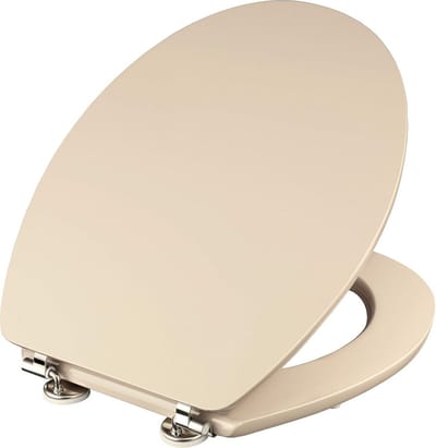 Eenvoudige beige toiletbril met houten kern - comfortabel en stijlvol design