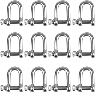 304 RVS D-ring links voor hijs- en bevestigingssystemen, 12 stuks, sterke en duurzame verbindingen voor touwen en kettingen
