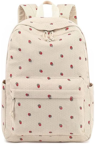 Tienerrugzak voor meisjes, schooltas met grote opbergruimte, casual rugzak, schoudertas, laptoptas, beige.