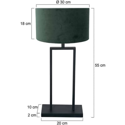 Tafellamp Steinhauer Stang 3862ZW, zwart met groene velours kap (30 cm), kantelbaar, met E27 fitting, tijdloos design voor binnengebruik