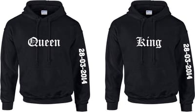 Hoodie set koppel King en Queen-Cadeau Valentijn Verjaardag-Trui met capuchon-Maat S