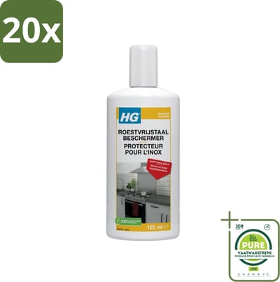 20 x HG Roestvrijstaal Beschermer 125 ml - Grootverpakking - Roestvrijstalen Reiniger - Roestvrijstalen Beschermer - Keuken Schoonmaak - Glansmiddel Roestvrijstaal - Vlekken Verwijderen Roestvrijstaal