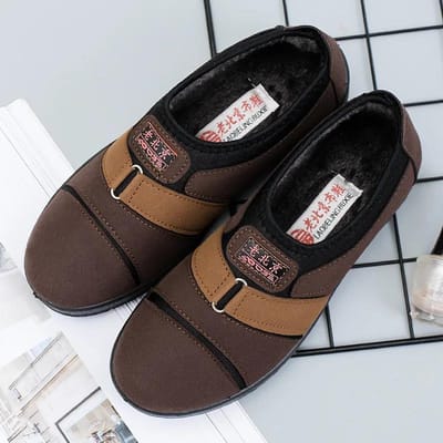 Herfst en Winter Plus Fluweel Katoenen Schoenen Dames Winter Moederschoenen Casual Platte Warme Schoenen Luie Katoenen Schoenen 35