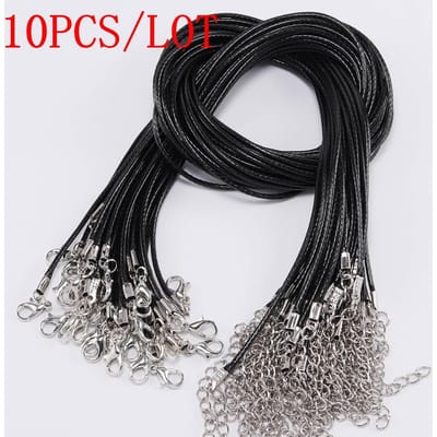 10 stuks/partij Dia 1,5 mm Echt leren koord ketting met sluiting Verstelbare gevlochten touw voor het maken van sieraden DIY ketting armband 1.5MM-10PCS/LOT zwart
