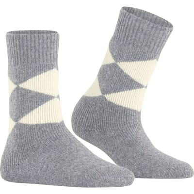 Burlington Cosy Argyle gedessineerd wol sokken dames grijs - maat 36-41